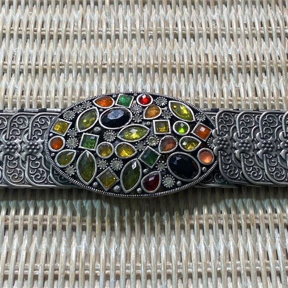 VTG,RECTANGLE ELASTIC METAL AND RHINESTONE 80S,BELT